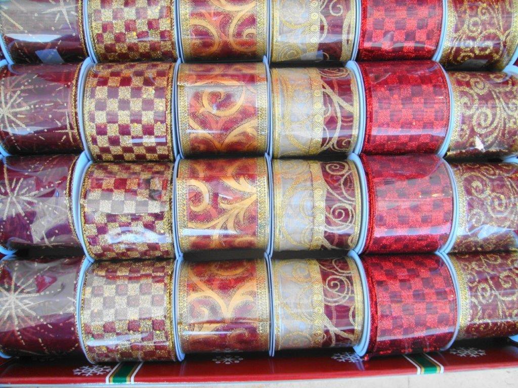Maroon Red And Gold Mix Ribbon Box